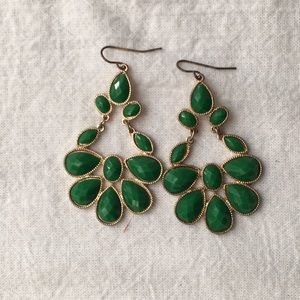 Gold with green drop earrings